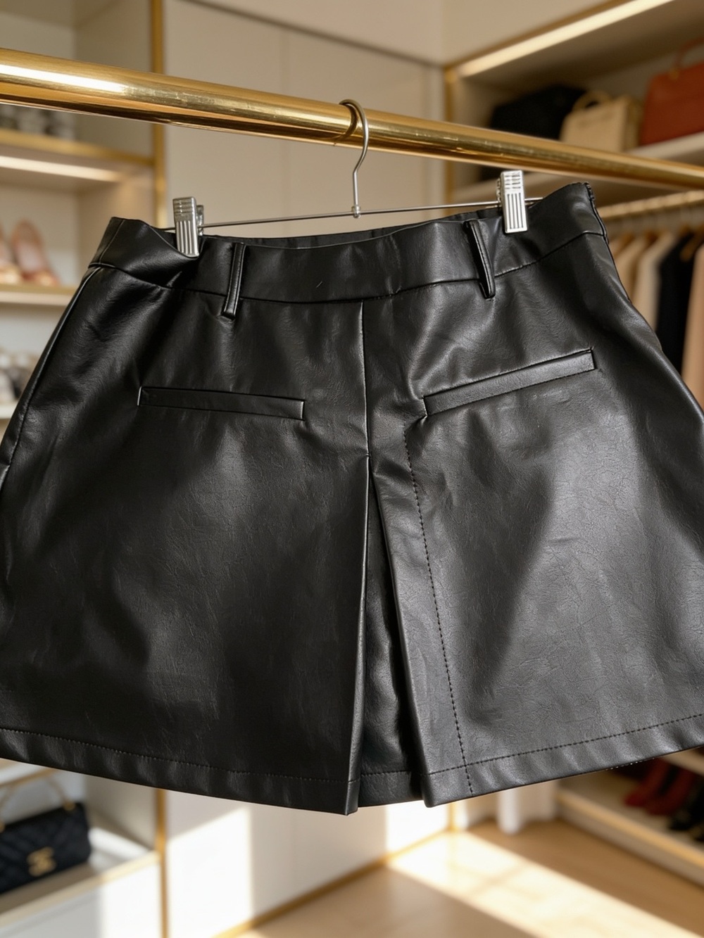 Women’s Black Faux Leather Skort Sz XL